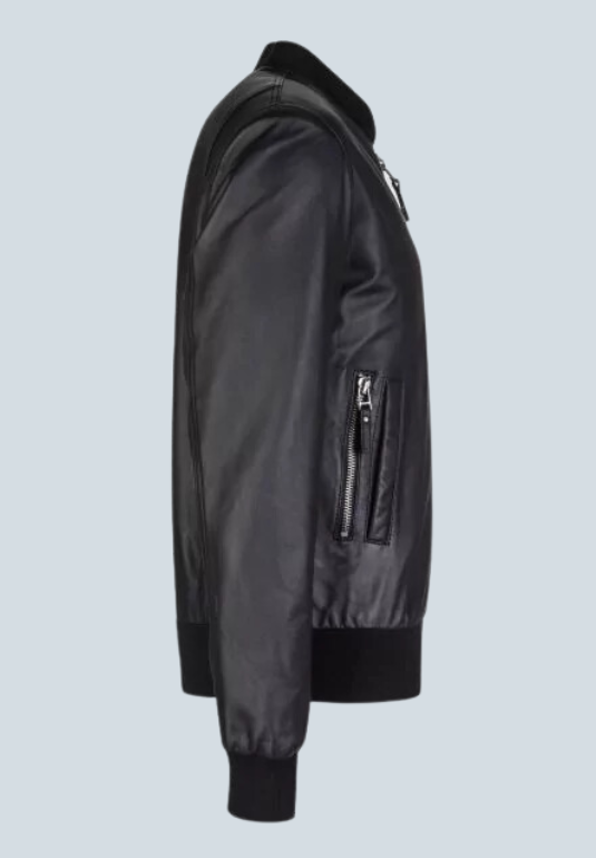 Morgan B3 Aviator Black Leather Bomber Jacket